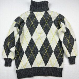 PRINGLE Of Scotland X H&M Argyle Oversize Turtleneck Sweater Size S Womens White